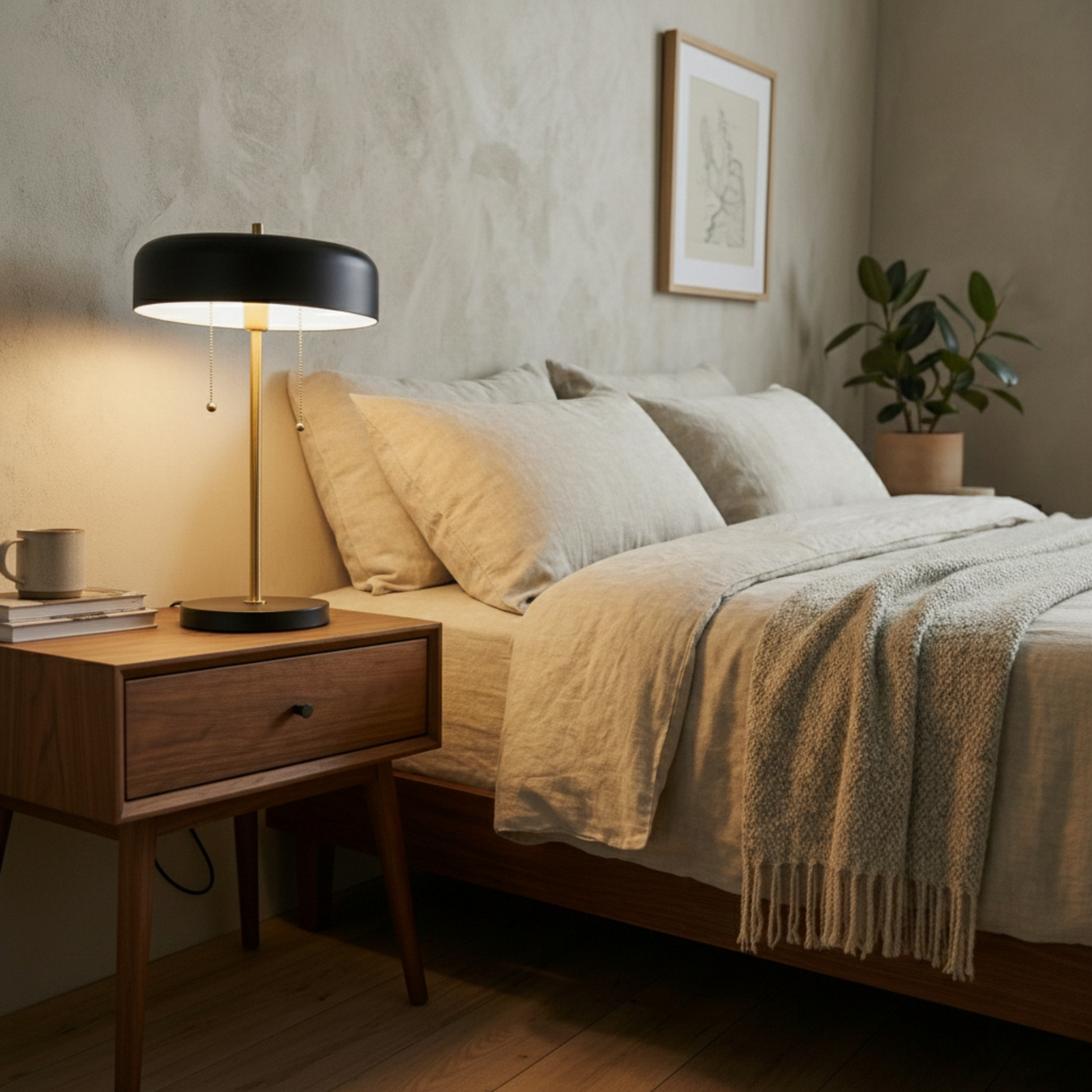 Bedroom Table Lamp Nordic Home Creative Romantic Warm Study Room Desk Bedside Lamp, Obni Table Lamp with Black outer and White inner 110~120V image 4