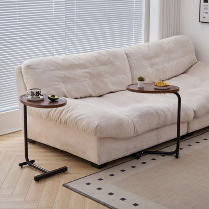 2-pieces Brown C-shaped Side Table, Small Sofa Table for Small Spaces, Living Room, Bedroom image 2