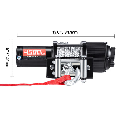 4500 lbs Electric Winch, 12V DC ATV/UTV Winch with Φ0.24 in x 39.4 ft Steel Wire Rope, Wireless & Wired Remote Control, IP54 Waterproof, Roller Fairlead Mount Plate for Towing ATV UTV Off-Road image 11