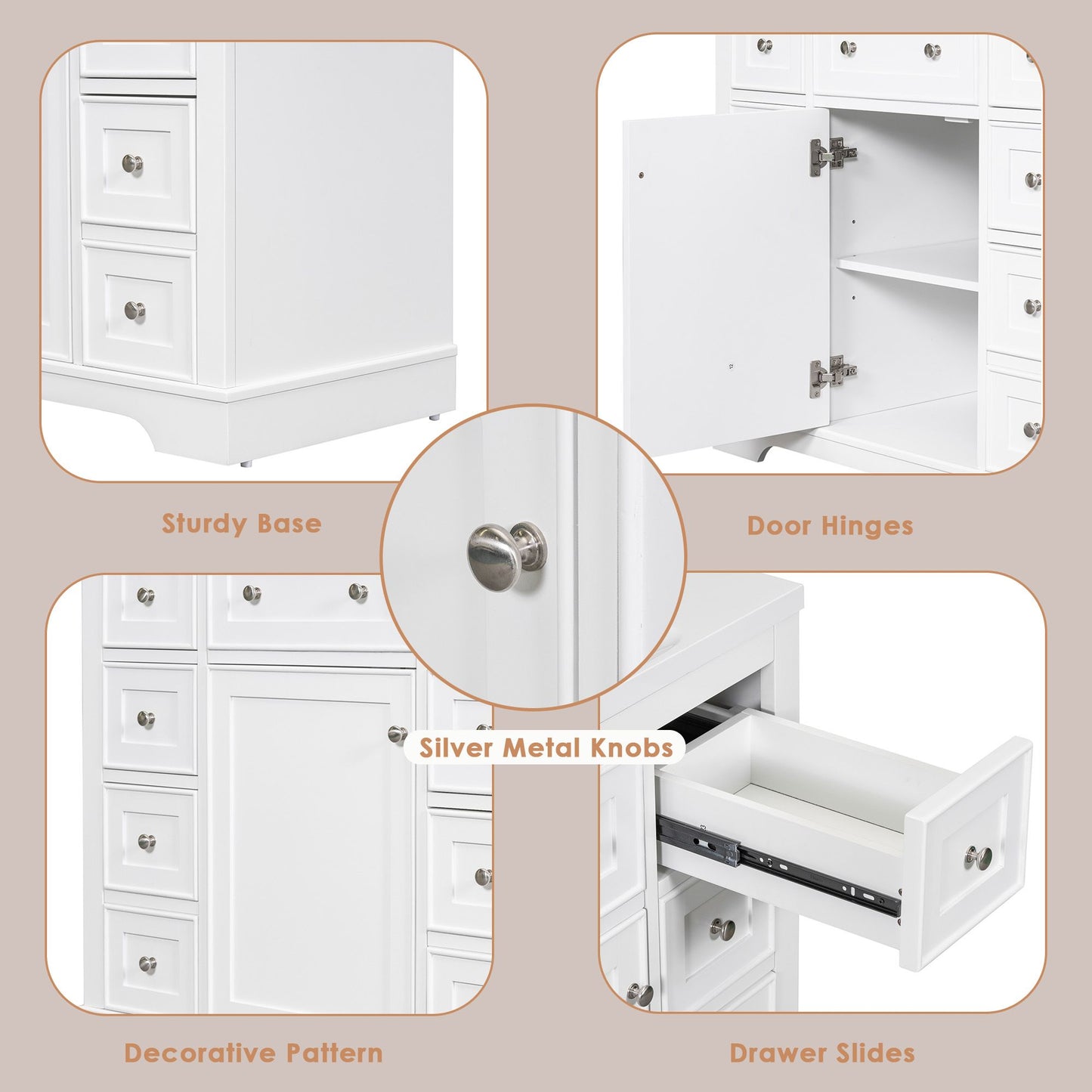 36 inch freestanding vanity cabinet with open drawers