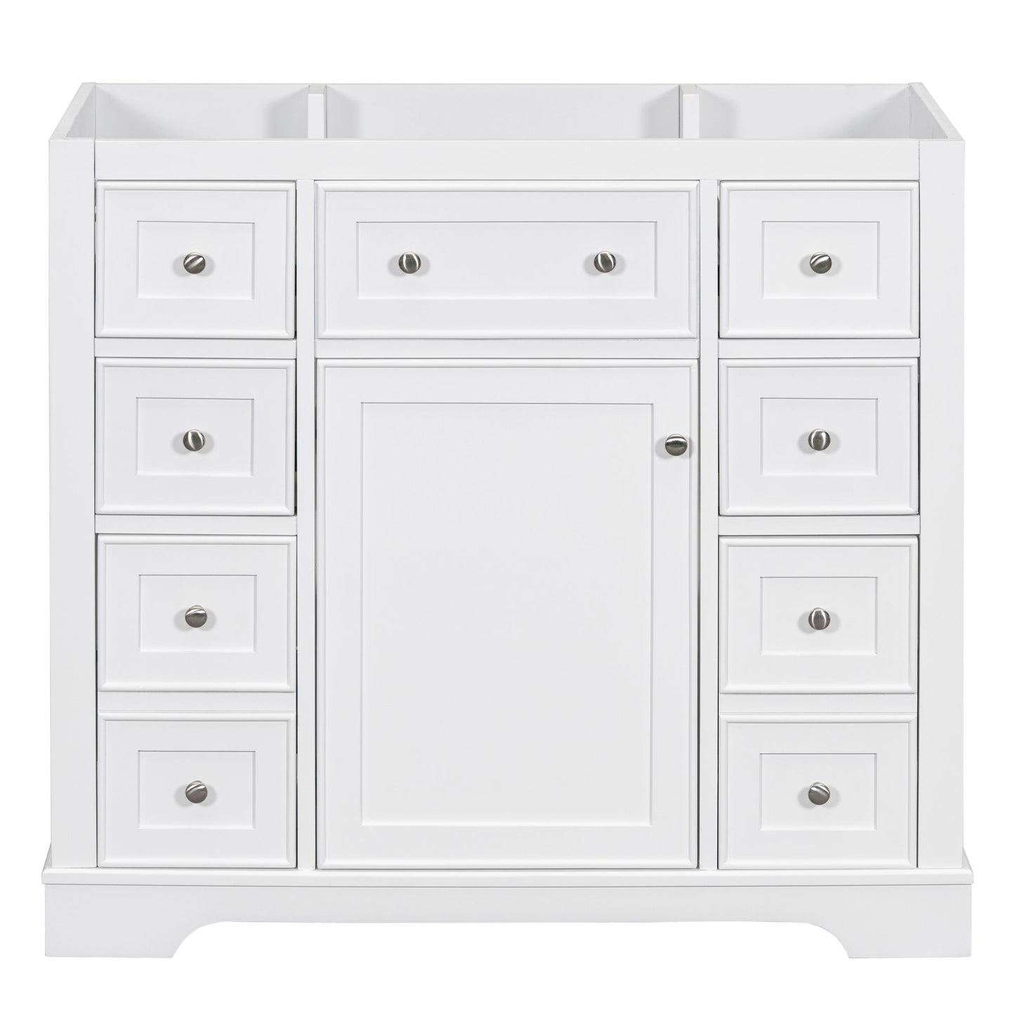 36" Bathroom Vanity without Sink, Cabinet Base Only, One Cabinet and Six Drawers, White image 14