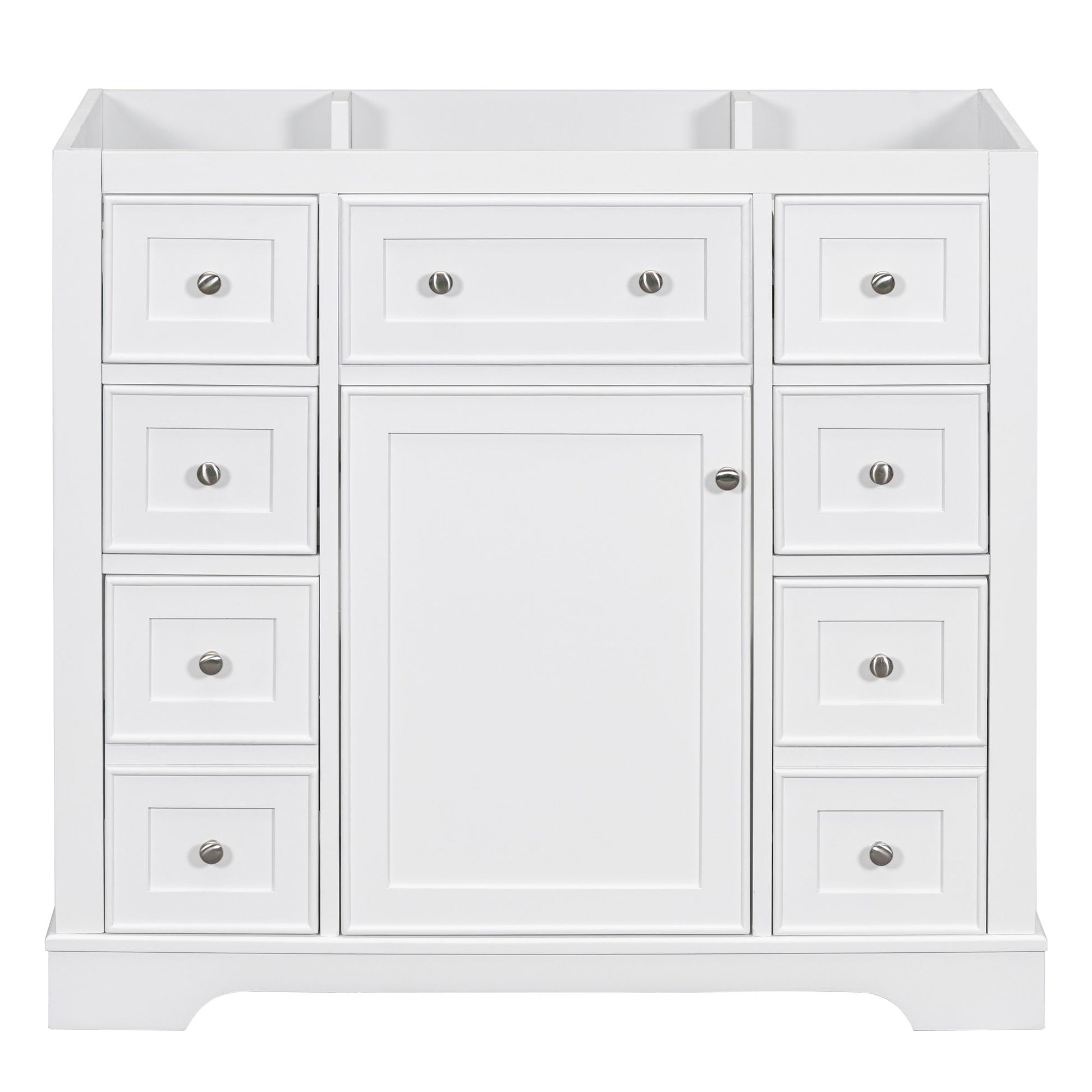 36" Bathroom Vanity without Sink, Cabinet Base Only, One Cabinet and Six Drawers, White image 14