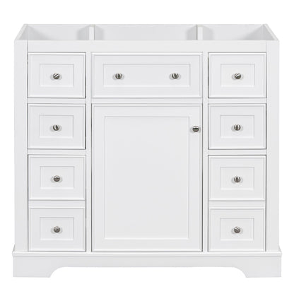 36" Bathroom Vanity without Sink, Cabinet Base Only, One Cabinet and Six Drawers, White image 14