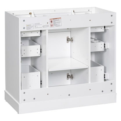 36" Bathroom Vanity without Sink, Cabinet Base Only, One Cabinet and Six Drawers, White image 16