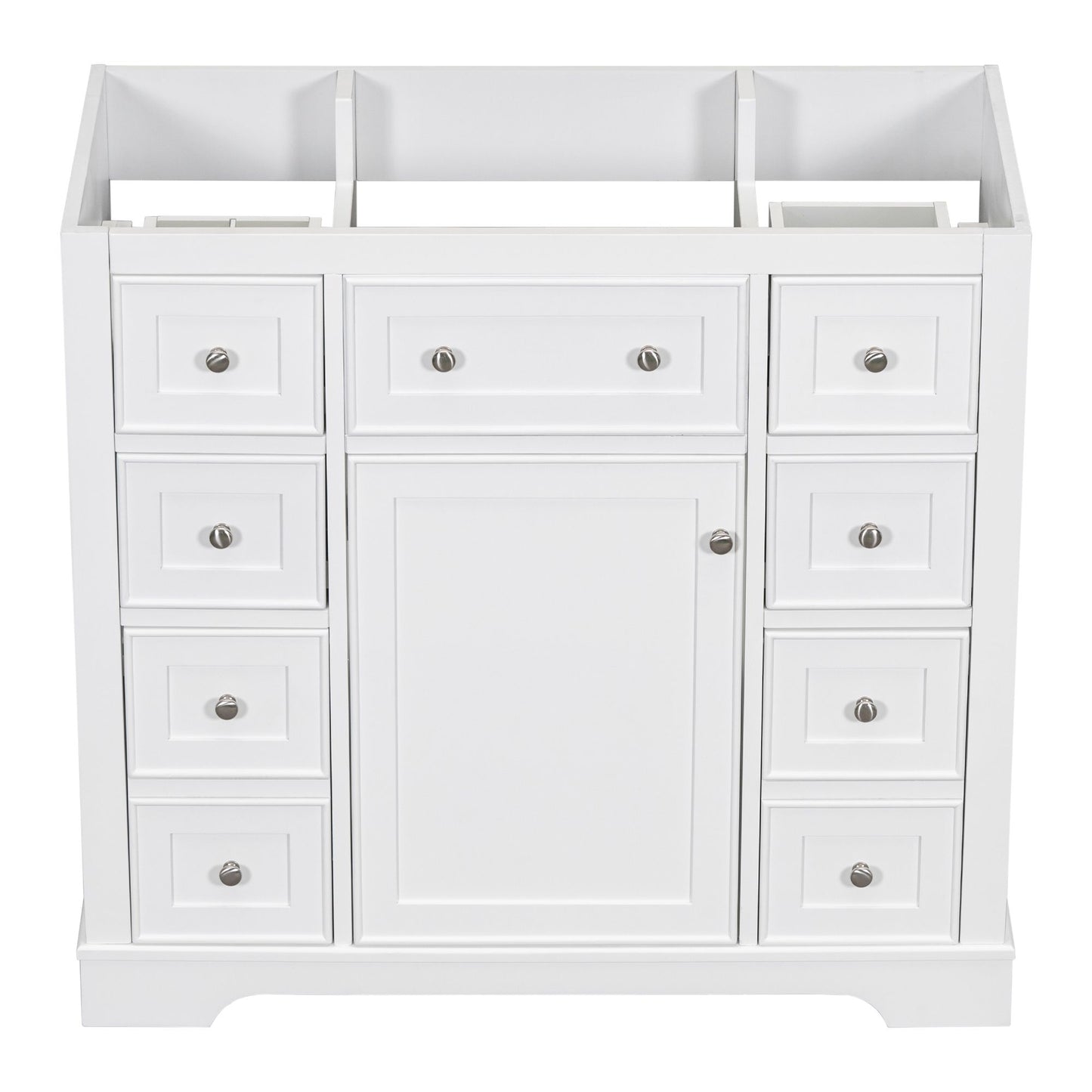 36" Bathroom Vanity without Sink, Cabinet Base Only, One Cabinet and Six Drawers, White image 13