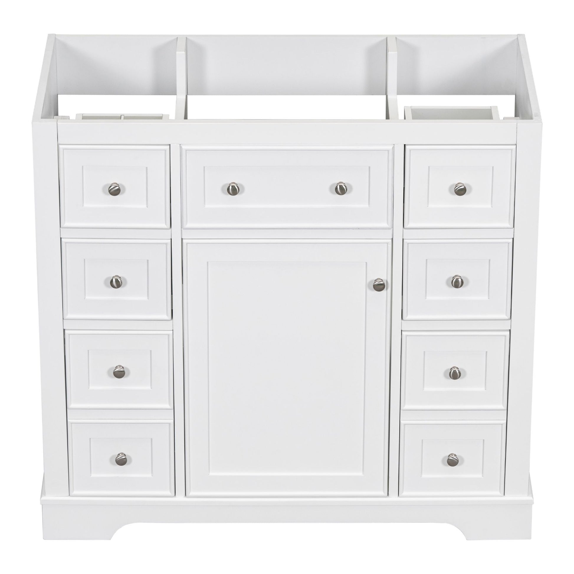 36" Bathroom Vanity without Sink, Cabinet Base Only, One Cabinet and Six Drawers, White image 13