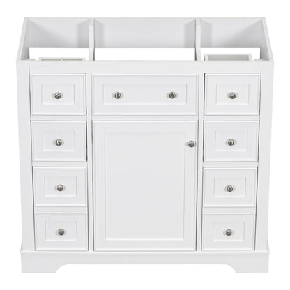 36" Bathroom Vanity without Sink, Cabinet Base Only, One Cabinet and Six Drawers, White image 13