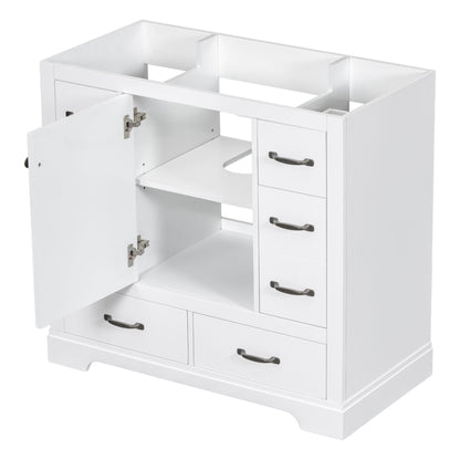 Package contents of bathroom vanity cabinet including hardware