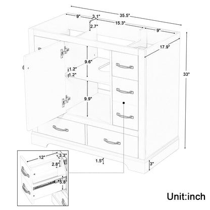 Bathroom vanity cabinet base without sink top view