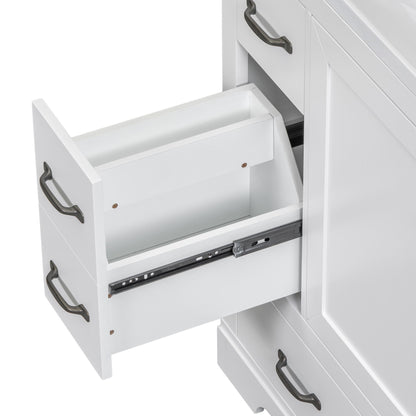 36" Bathroom Vanity without Sink, Cabinet Base Only, Six Drawers, Multi-Functional Drawer Divider, Adjustable Shelf, Whi image 20