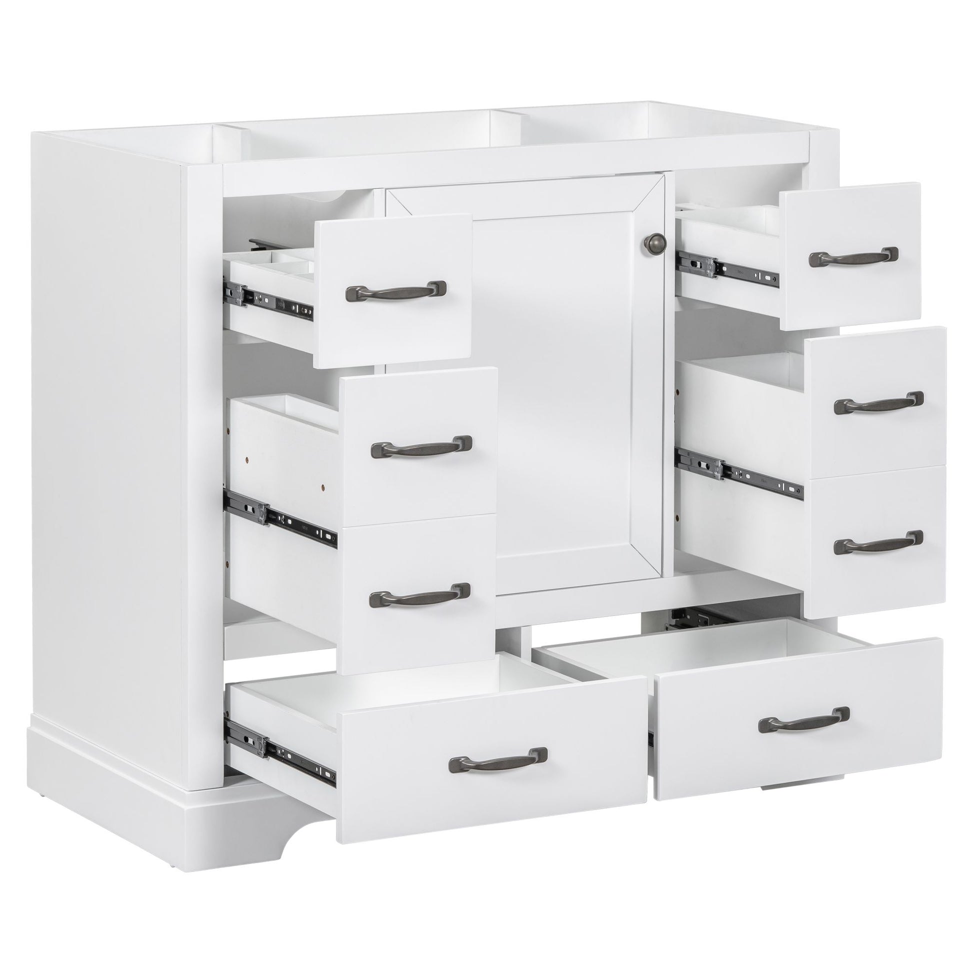 36" Bathroom Vanity without Sink, Cabinet Base Only, Six Drawers, Multi-Functional Drawer Divider, Adjustable Shelf, Whi image 17