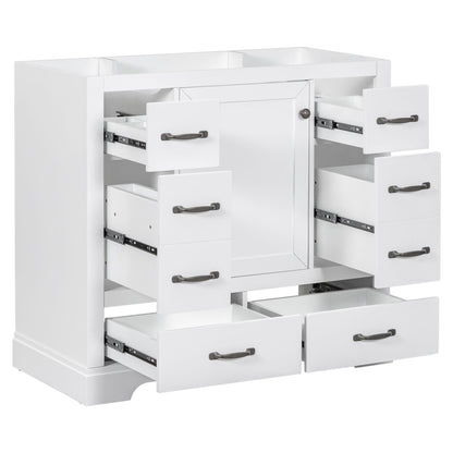 36" Bathroom Vanity without Sink, Cabinet Base Only, Six Drawers, Multi-Functional Drawer Divider, Adjustable Shelf, Whi image 17