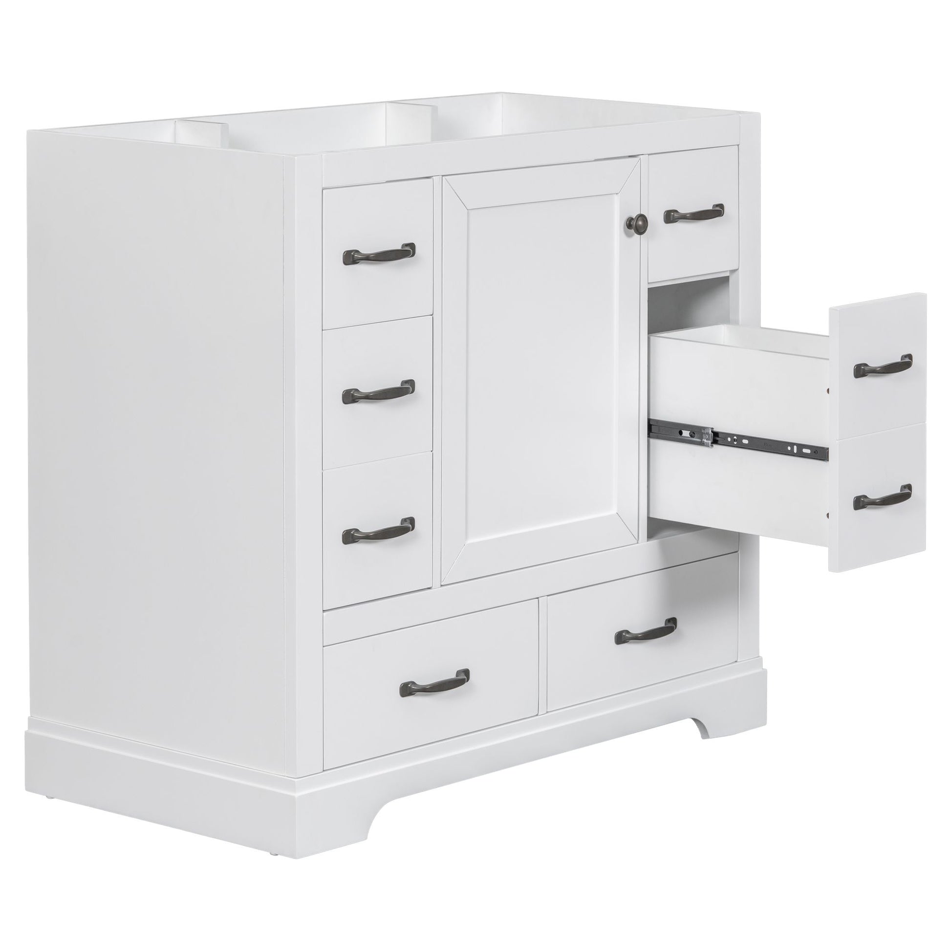 36" Bathroom Vanity without Sink, Cabinet Base Only, Six Drawers, Multi-Functional Drawer Divider, Adjustable Shelf, Whi image 14