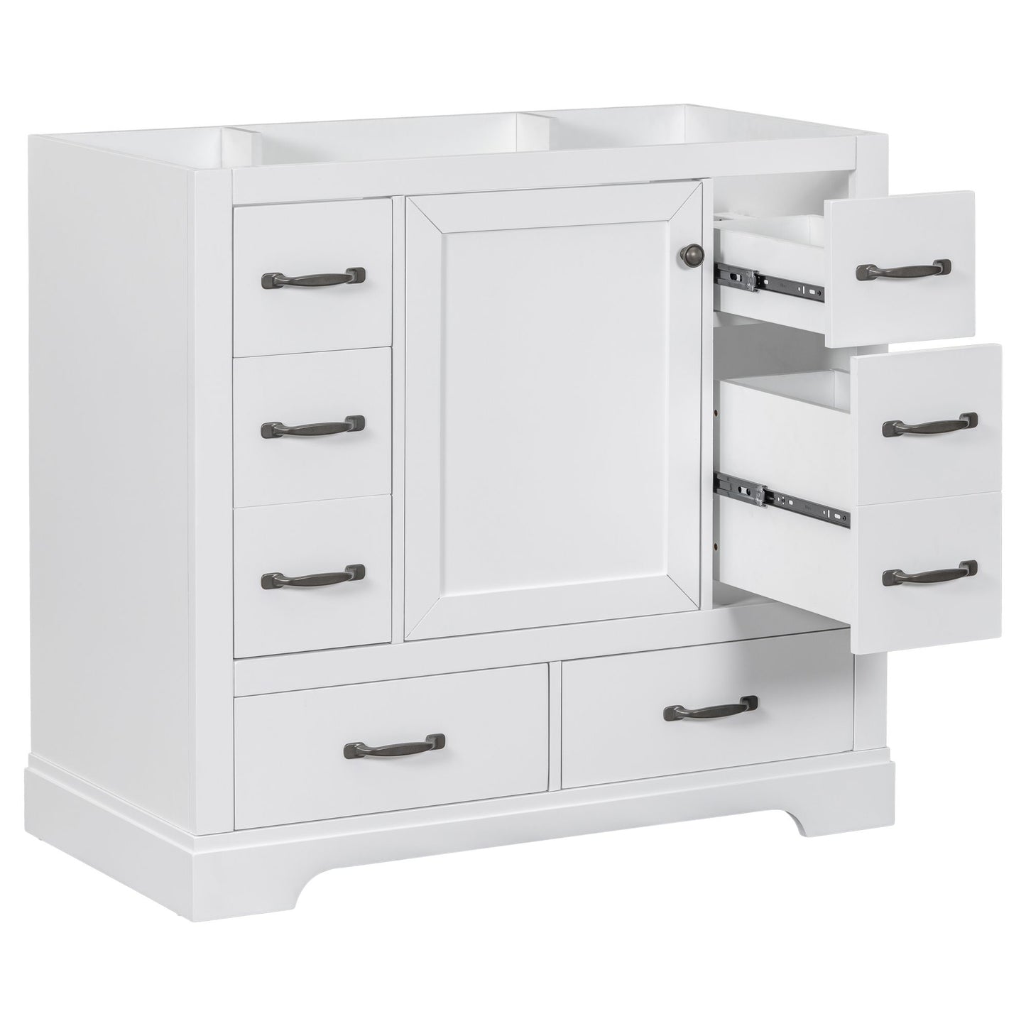 36" Bathroom Vanity without Sink, Cabinet Base Only, Six Drawers, Multi-Functional Drawer Divider, Adjustable Shelf, Whi image 15