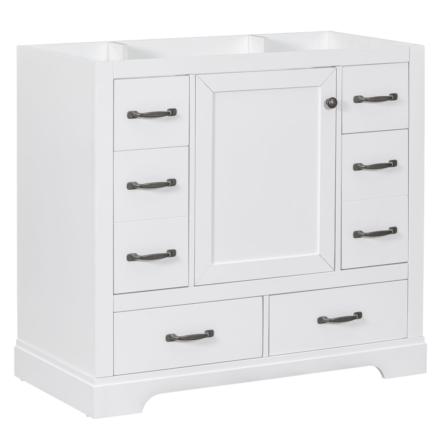 36" Bathroom Vanity without Sink, Cabinet Base Only, Six Drawers, Multi-Functional Drawer Divider, Adjustable Shelf, Whi image 16