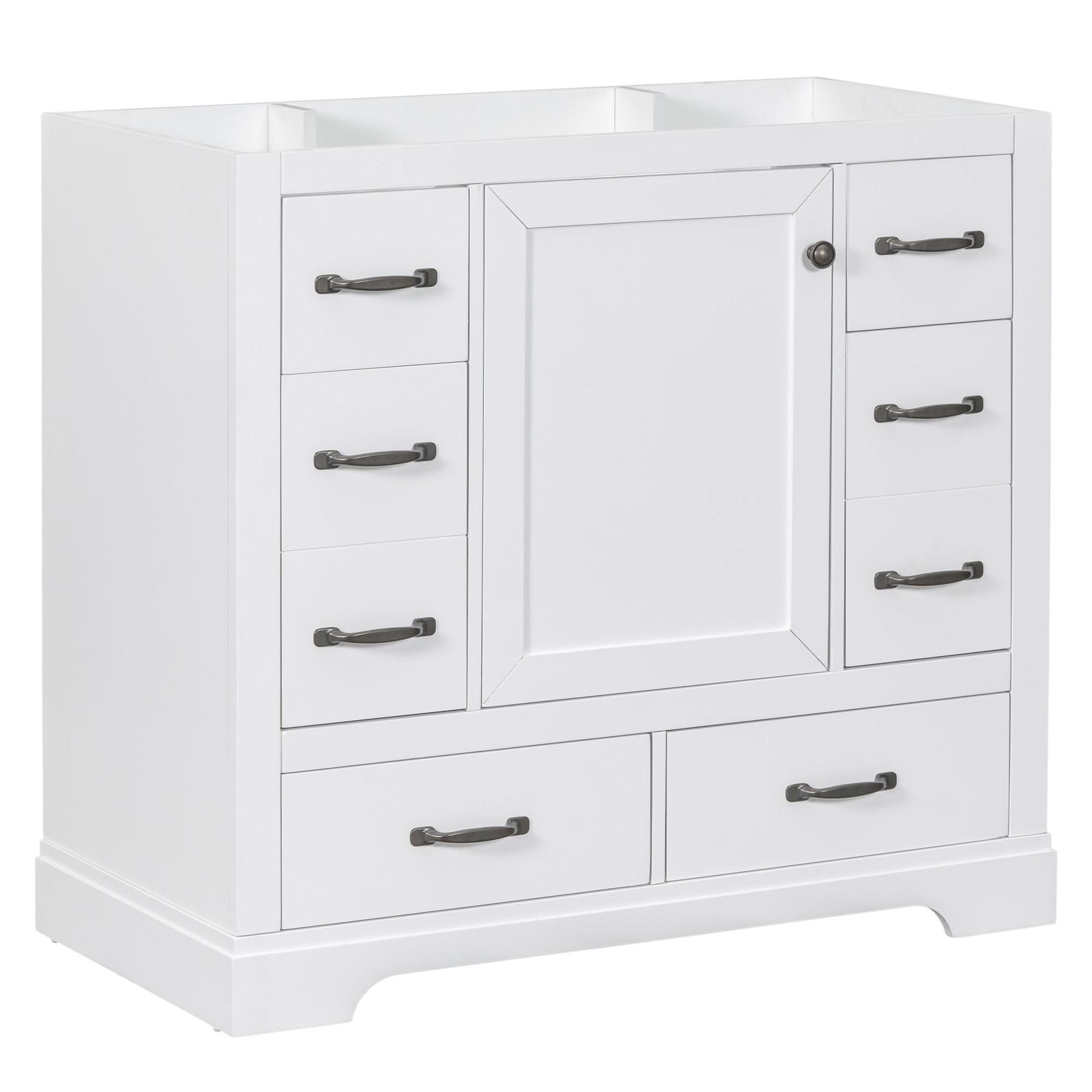 36" Bathroom Vanity without Sink, Cabinet Base Only, Six Drawers, Multi-Functional Drawer Divider, Adjustable Shelf, Whi image 16