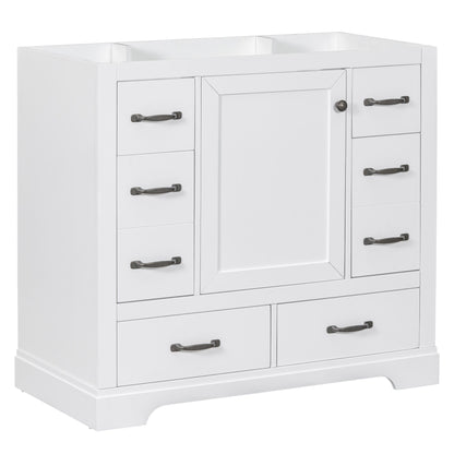 36" Bathroom Vanity without Sink, Cabinet Base Only, Six Drawers, Multi-Functional Drawer Divider, Adjustable Shelf, Whi image 16