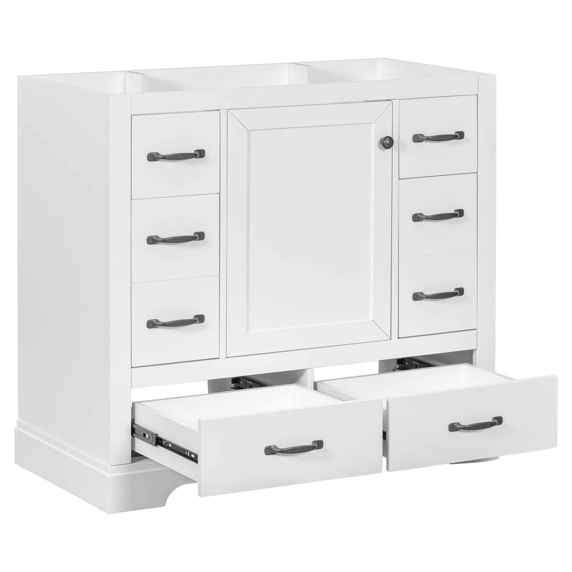 36" Bathroom Vanity without Sink, Cabinet Base Only, Six Drawers, Multi-Functional Drawer Divider, Adjustable Shelf, Whi image 13