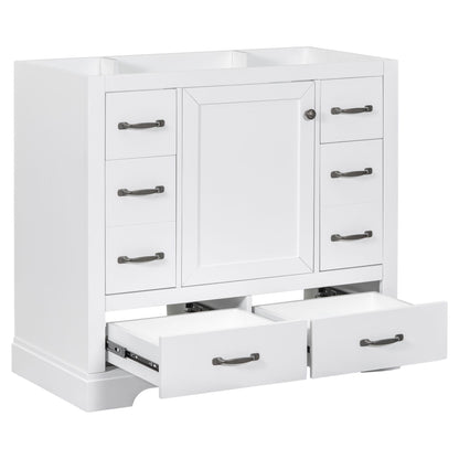 36" Bathroom Vanity without Sink, Cabinet Base Only, Six Drawers, Multi-Functional Drawer Divider, Adjustable Shelf, Whi image 13