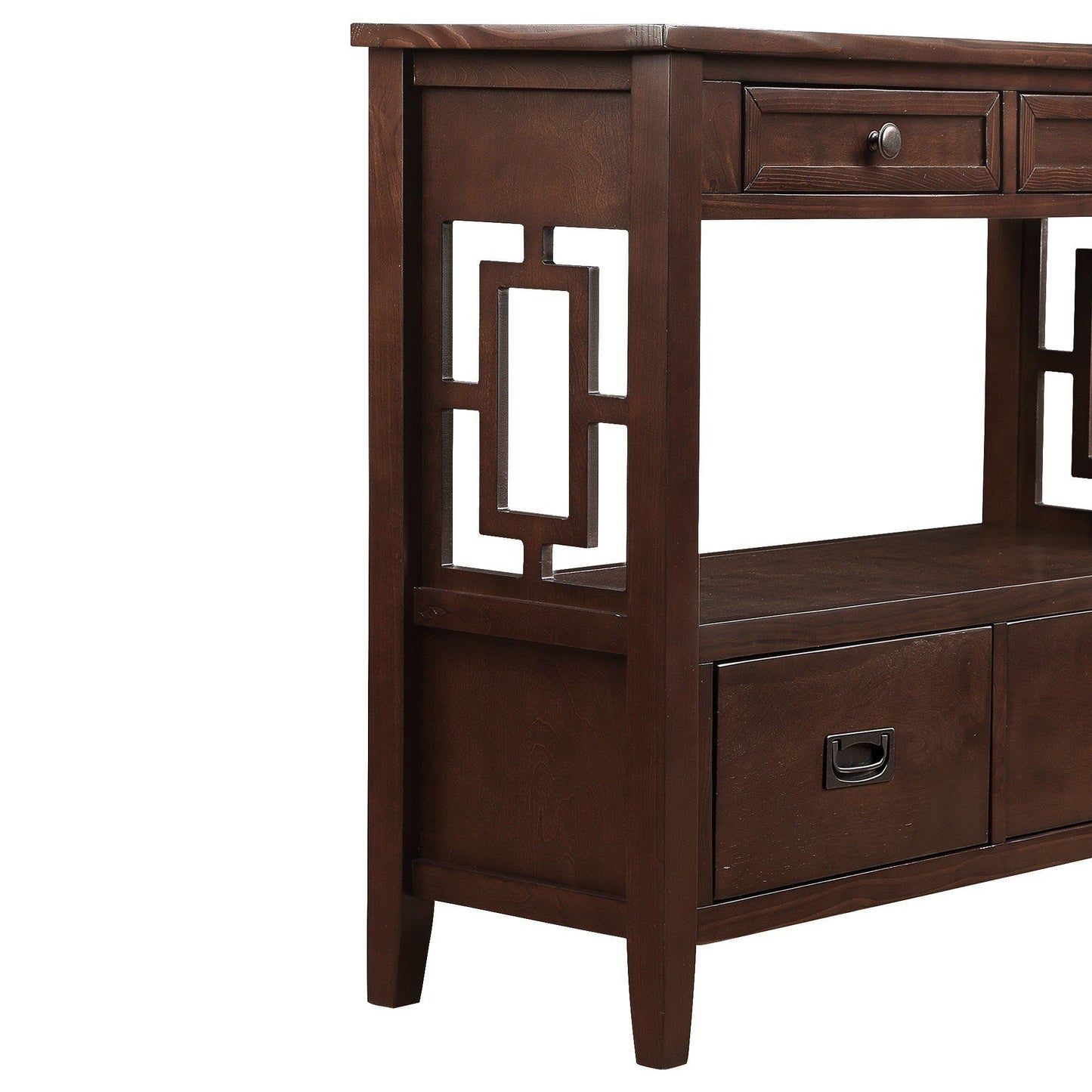 36'' Farmhouse Pine Wood Console Table Entry Sofa Table with 4 Drawers & 1 Storage Shelf for Entryway Living Room Bedroo image 7