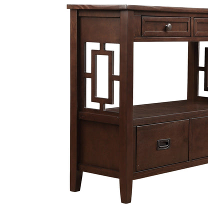 36'' Farmhouse Pine Wood Console Table Entry Sofa Table with 4 Drawers & 1 Storage Shelf for Entryway Living Room Bedroo image 7