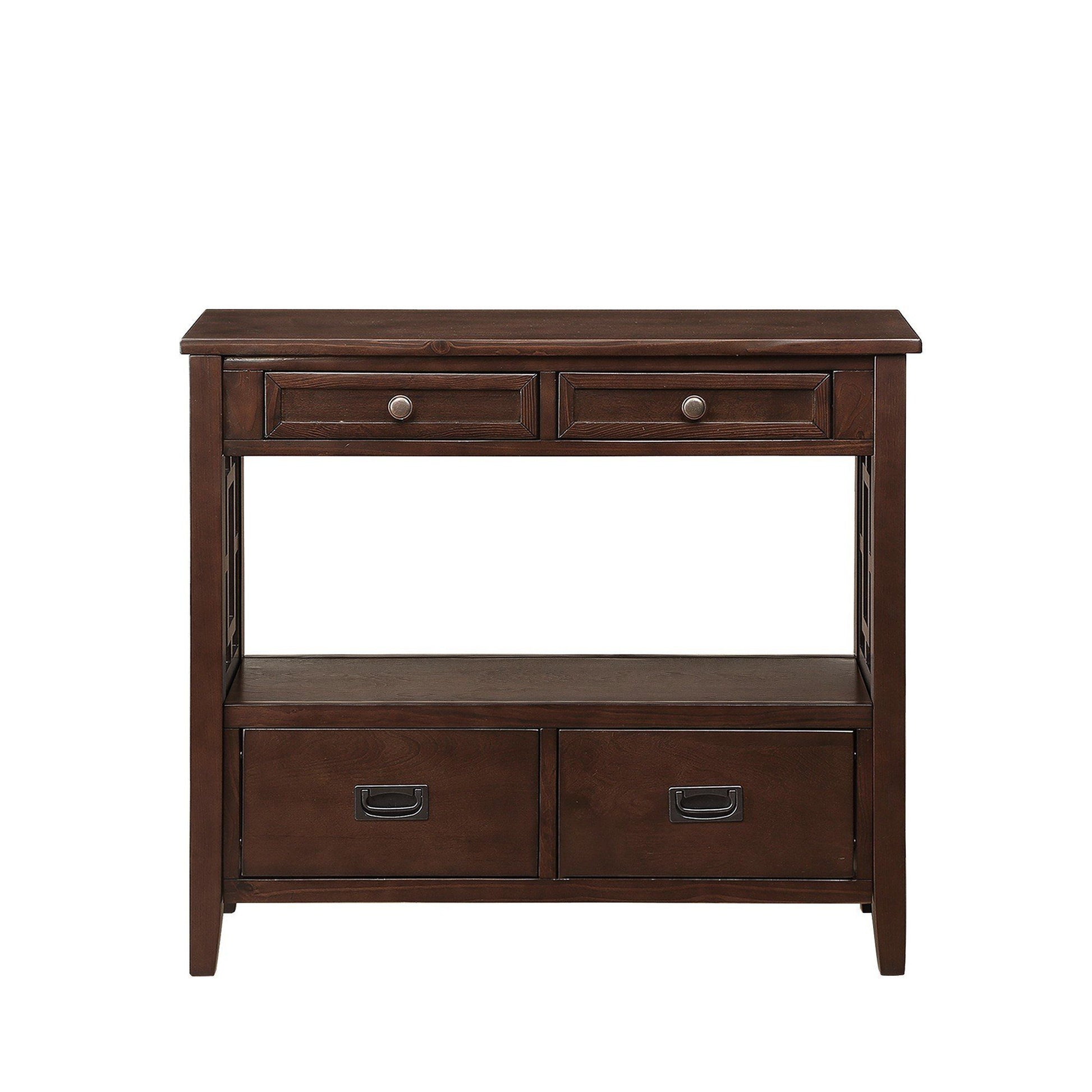 36'' Farmhouse Pine Wood Console Table Entry Sofa Table with 4 Drawers & 1 Storage Shelf for Entryway Living Room Bedroo image 9