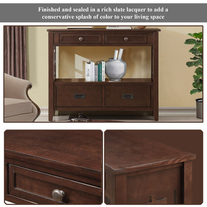 36'' Farmhouse Pine Wood Console Table Entry Sofa Table with 4 Drawers & 1 Storage Shelf for Entryway Living Room Bedroo image 6