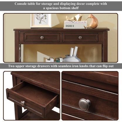 36'' Farmhouse Pine Wood Console Table Entry Sofa Table with 4 Drawers & 1 Storage Shelf for Entryway Living Room Bedroo image 3