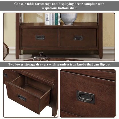 36'' Farmhouse Pine Wood Console Table Entry Sofa Table with 4 Drawers & 1 Storage Shelf for Entryway Living Room Bedroo image 18