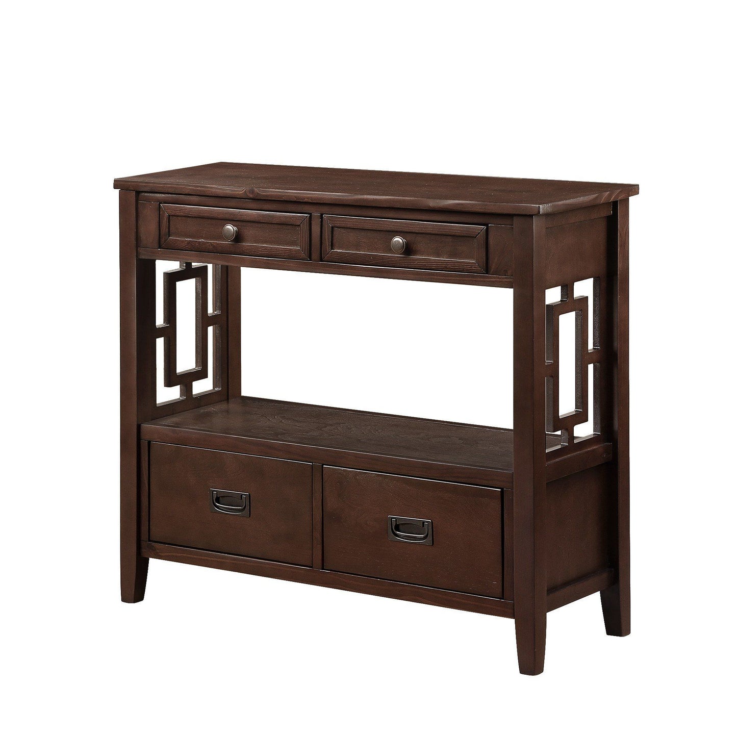 36'' Farmhouse Pine Wood Console Table Entry Sofa Table with 4 Drawers & 1 Storage Shelf for Entryway Living Room Bedroo image 11