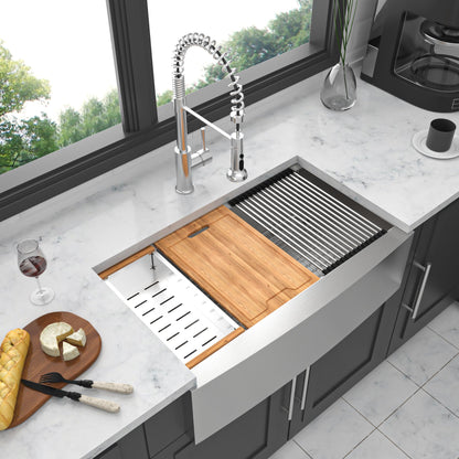 36 Farmhouse Sink Workstation - 36*22*10 Inch Kitchen Sink Stainless Steel 16 gauge Apron Front Kitchen Sink image 3