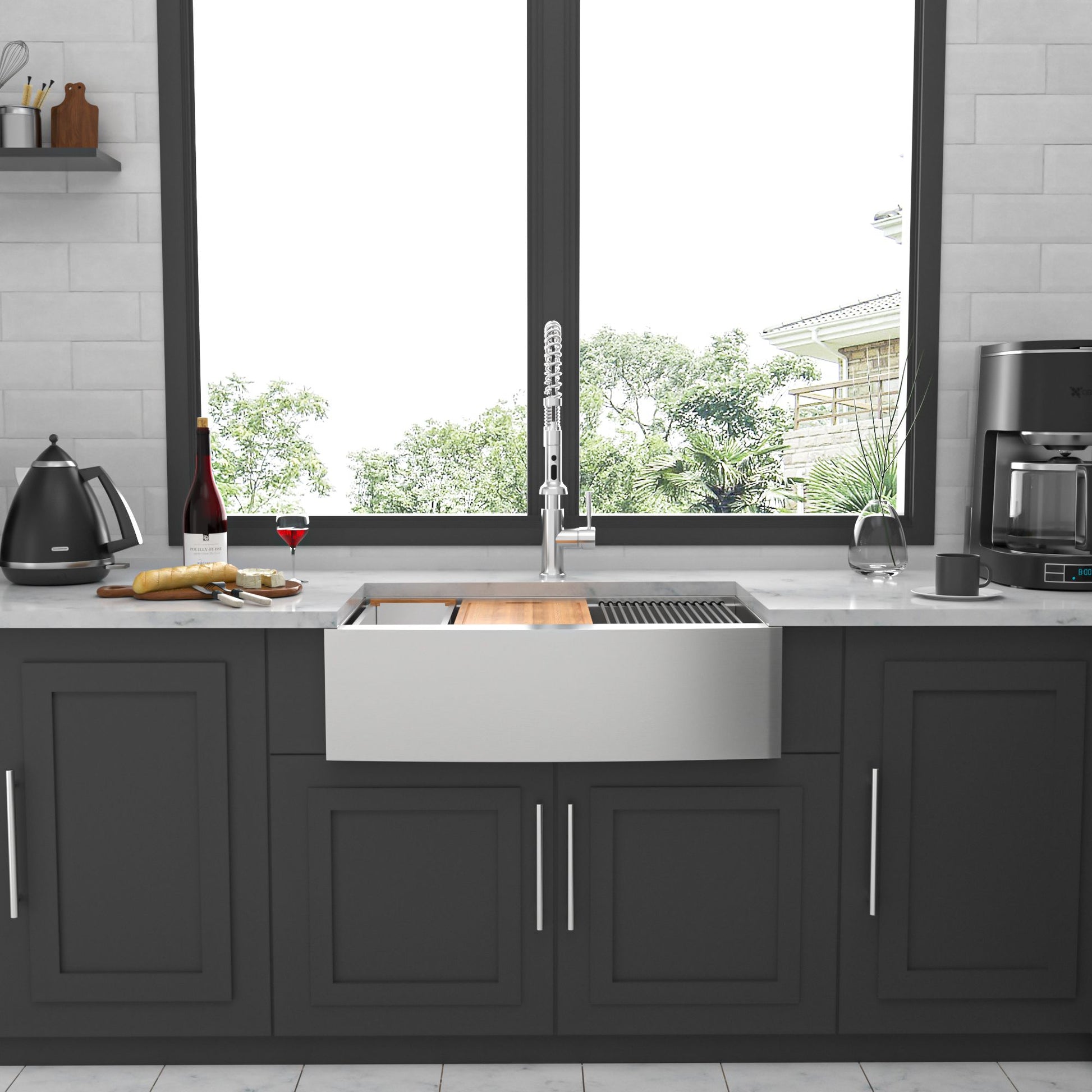 36 Farmhouse Sink Workstation - 36*22*10 Inch Kitchen Sink Stainless Steel 16 gauge Apron Front Kitchen Sink image 2