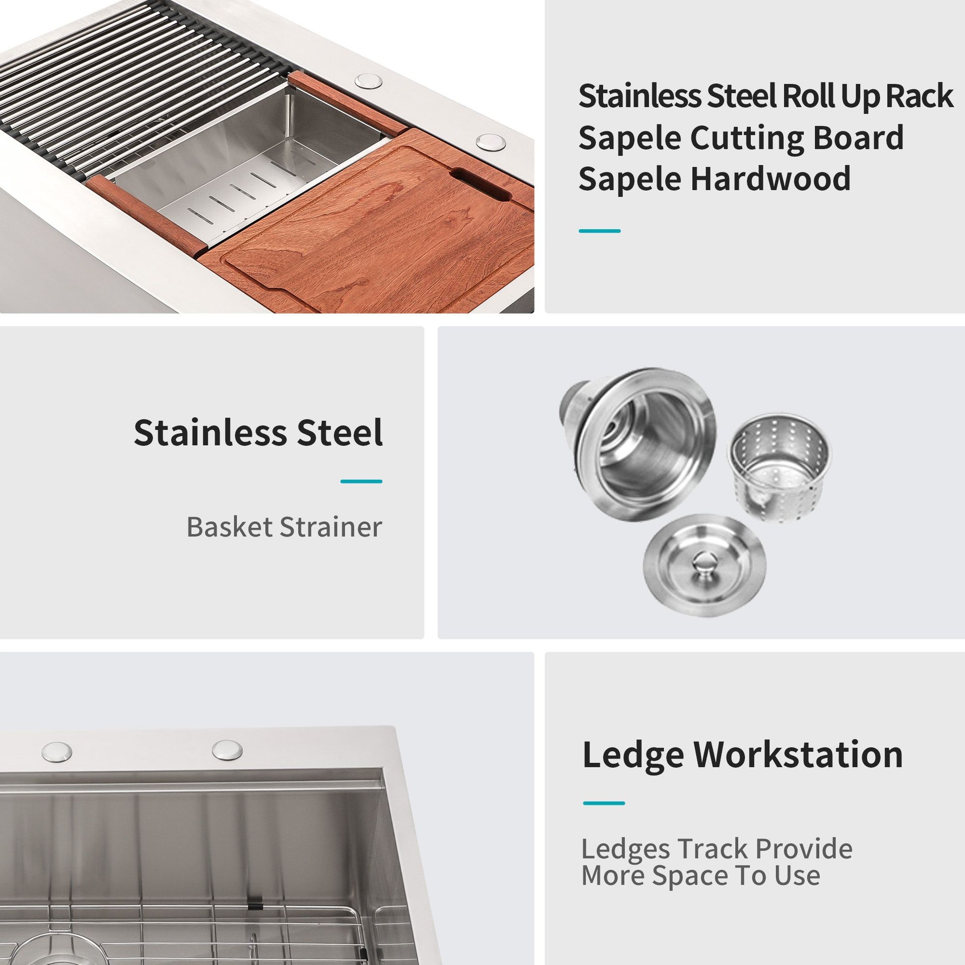 36 Farmhouse Sink Workstation - 36*22*10 Inch Kitchen Sink Stainless Steel 16 gauge Apron Front Kitchen Sink image 5