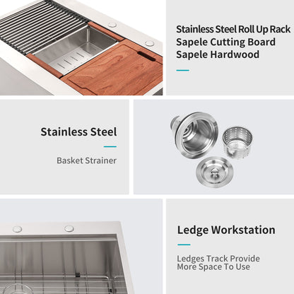 36 Farmhouse Sink Workstation - 36*22*10 Inch Kitchen Sink Stainless Steel 16 gauge Apron Front Kitchen Sink image 5