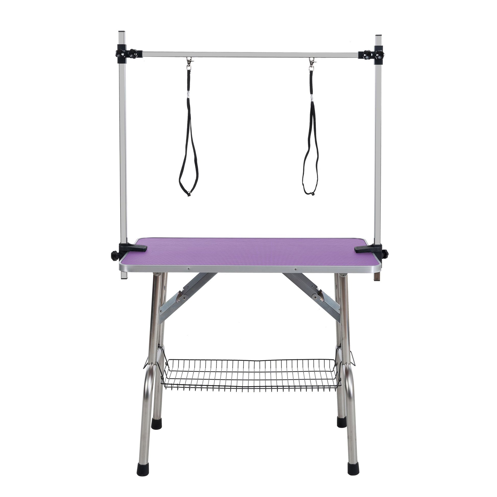 36" Folding Dog Pet Grooming Table Stainless Steel Frame Rubber Mat on Board with Adjustable Arm and Clamps pet dog Cat  image 2