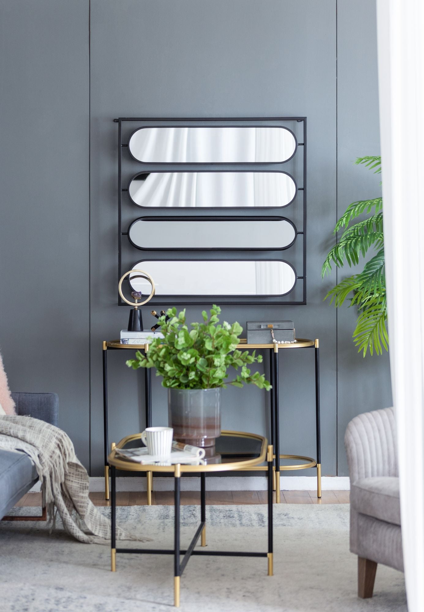 Entryway mirror 36x36 black square frame swivel