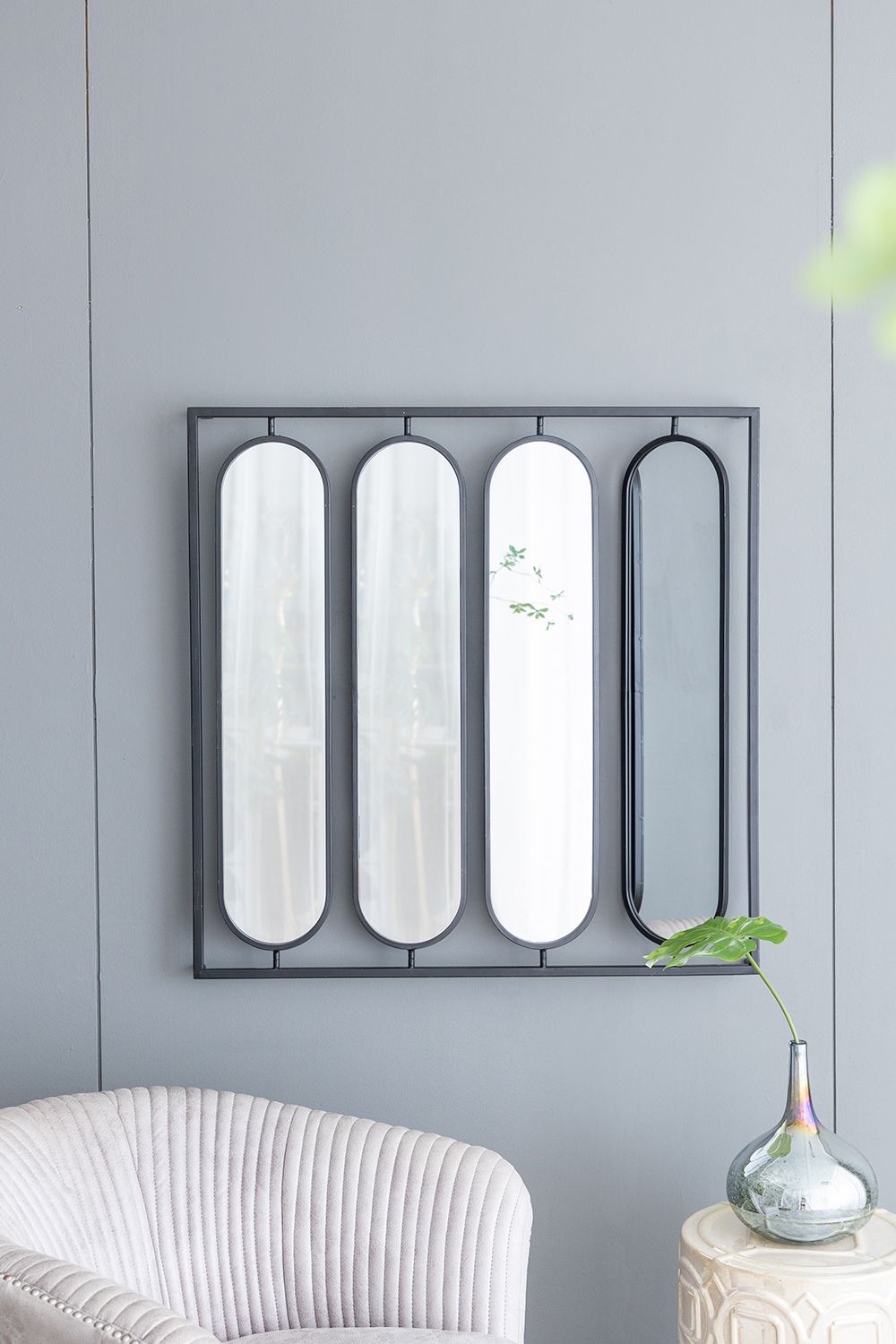 Industrial wall mirror 36x36 black frame swivel mirrors