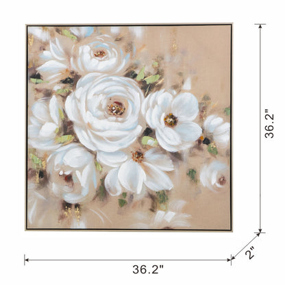 36" x 36" Square Framed Wall Art Flower Canvas Print, Home Decor for Living Room Kitchen Foyer Office image 6