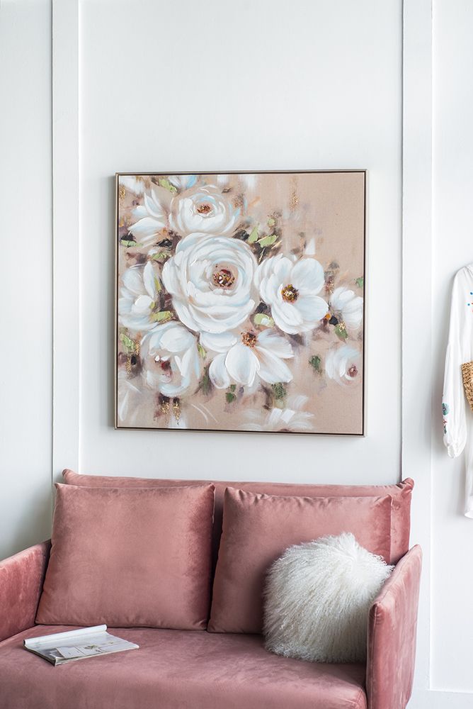 36" x 36" Square Framed Wall Art Flower Canvas Print, Home Decor for Living Room Kitchen Foyer Office image 3