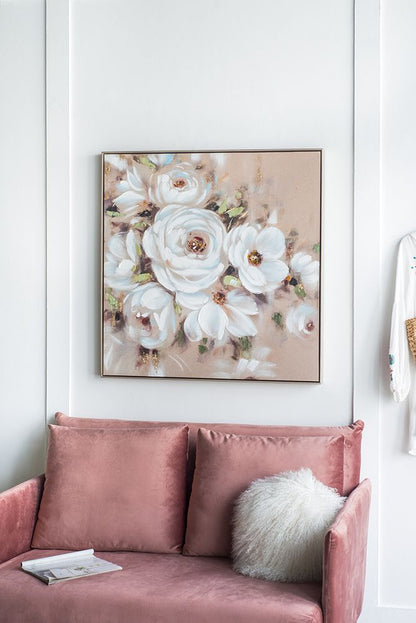 36" x 36" Square Framed Wall Art Flower Canvas Print, Home Decor for Living Room Kitchen Foyer Office image 3