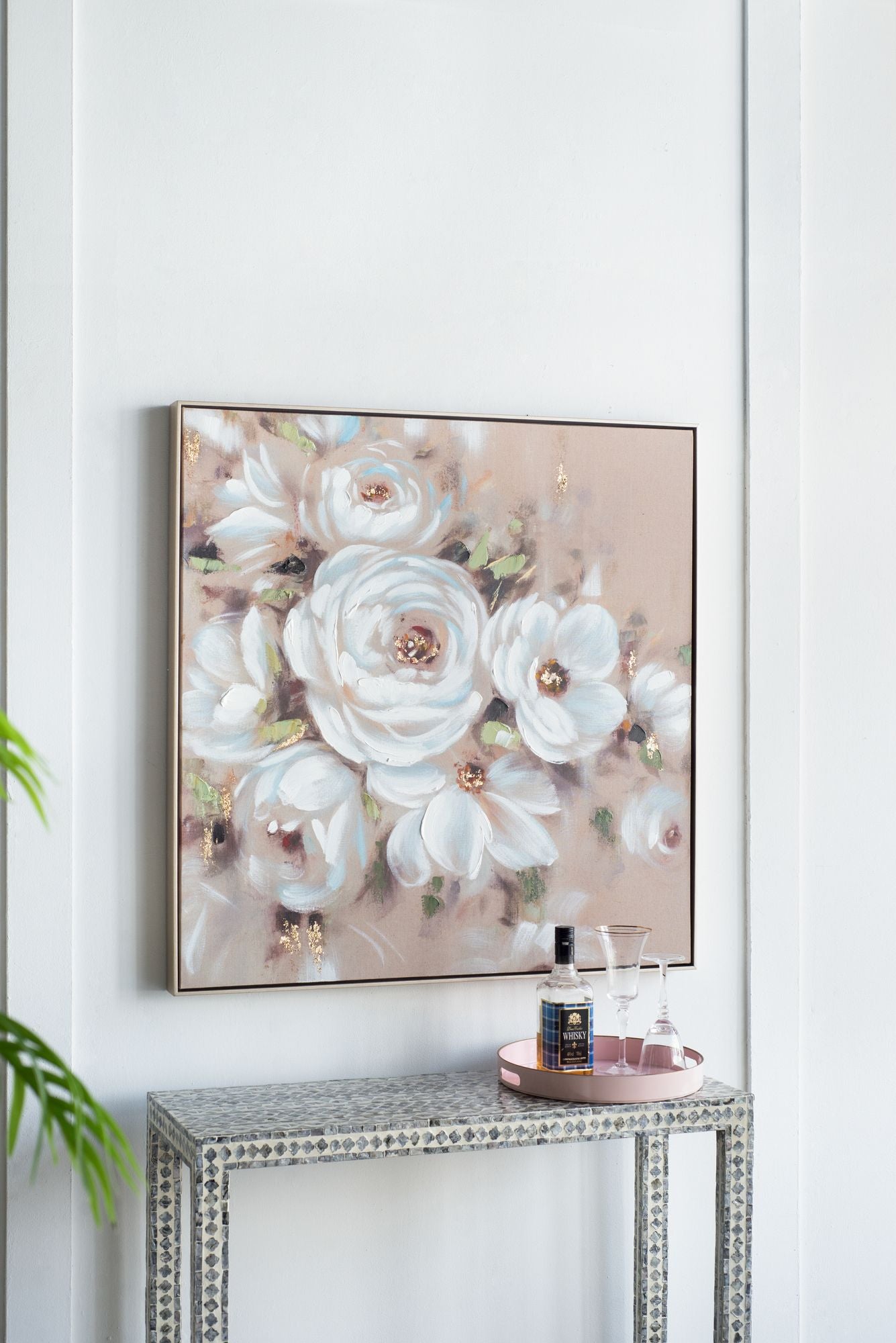 36" x 36" Square Framed Wall Art Flower Canvas Print, Home Decor for Living Room Kitchen Foyer Office image 1