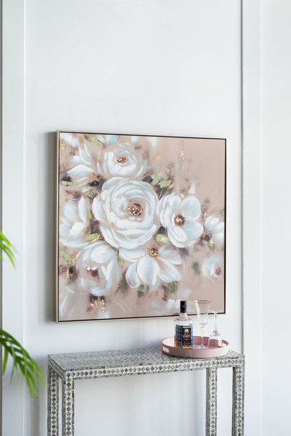 36" x 36" Square Framed Wall Art Flower Canvas Print, Home Decor for Living Room Kitchen Foyer Office image 1