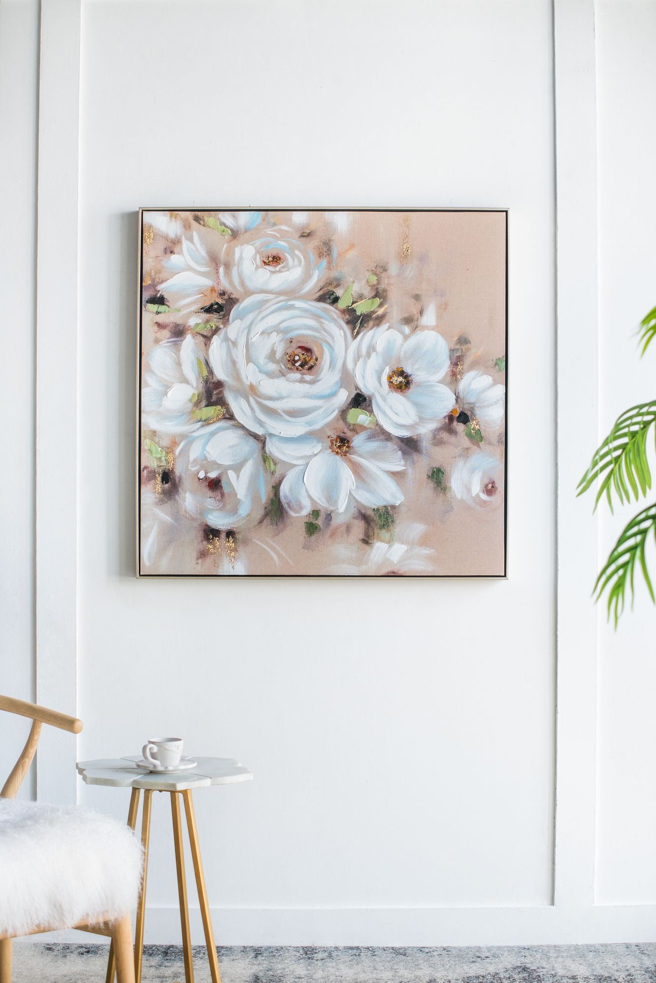 36" x 36" Square Framed Wall Art Flower Canvas Print, Home Decor for Living Room Kitchen Foyer Office image 4