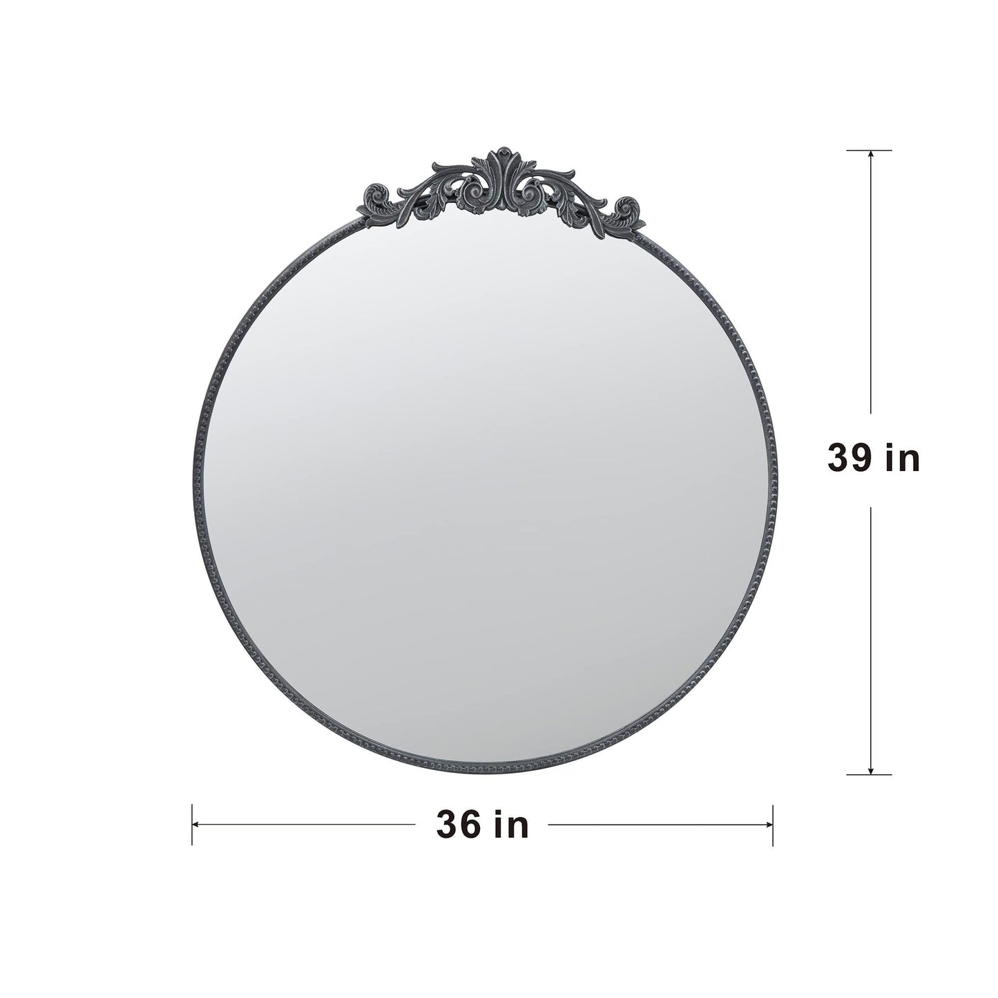 36x39 round baroque mirror black close up frame texture