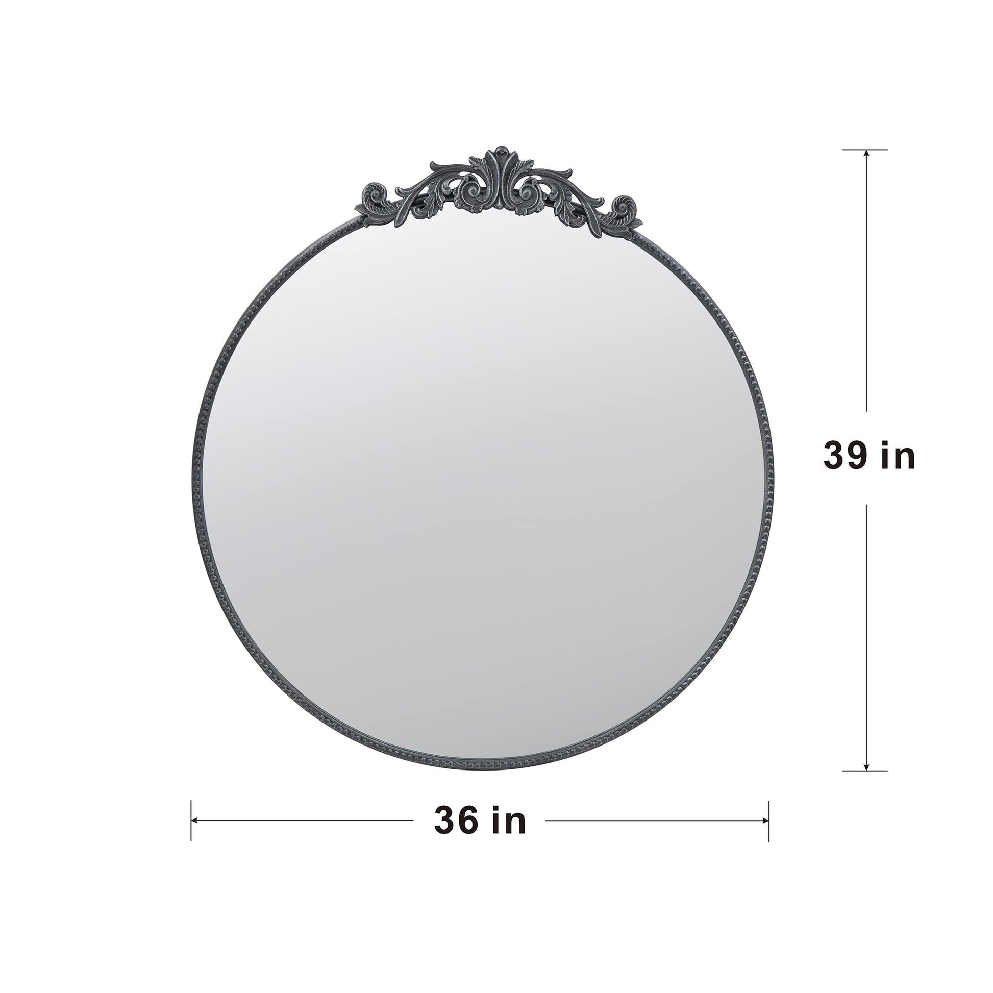 36x39 round baroque mirror black close up frame texture