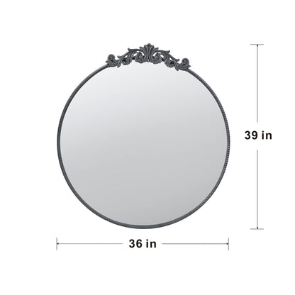 36x39 round baroque mirror black close up frame texture