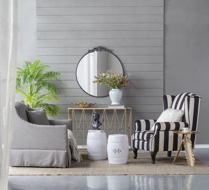 36x39 round baroque mirror black side view
