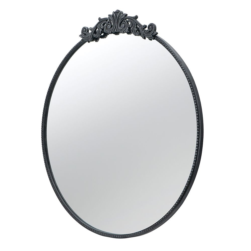 36x39 round baroque mirror black detail of frame