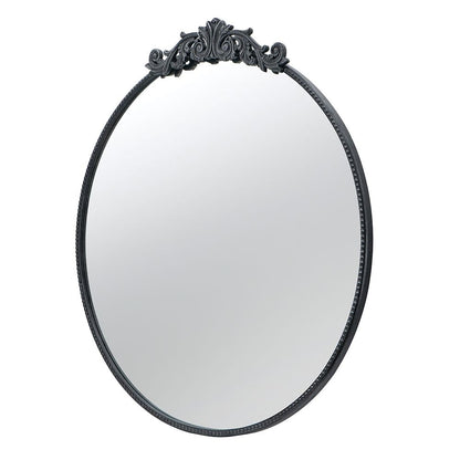 36x39 round baroque mirror black detail of frame