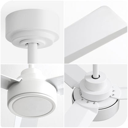(Same as W882P164177) 52" Ceiling Fan Without Light, 3 ABS Blades with Remote Control 6-speed Reversible DC Motor White for Living Room, Bedroom, Kitchen image 2